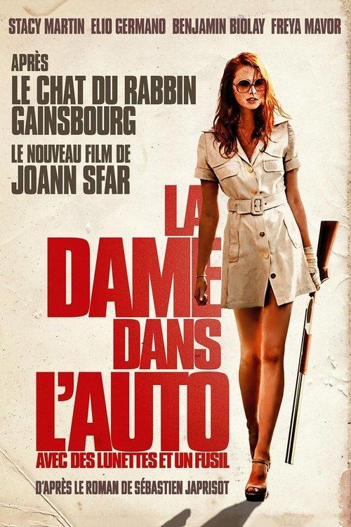 Affiche La Dame dans l'auto avec des lunettes et un fusil